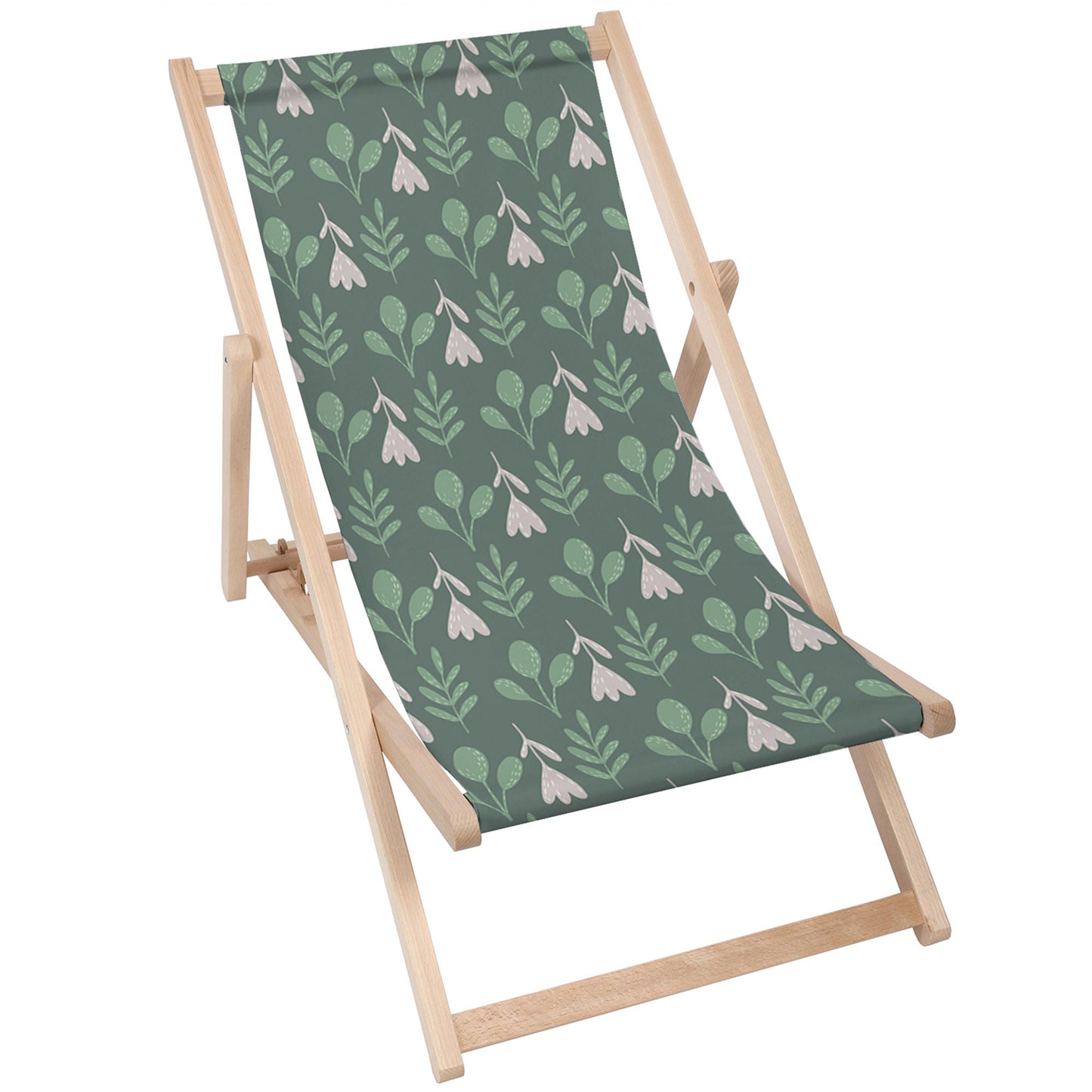 Holz Liegestuhl Folk Flowers on Green