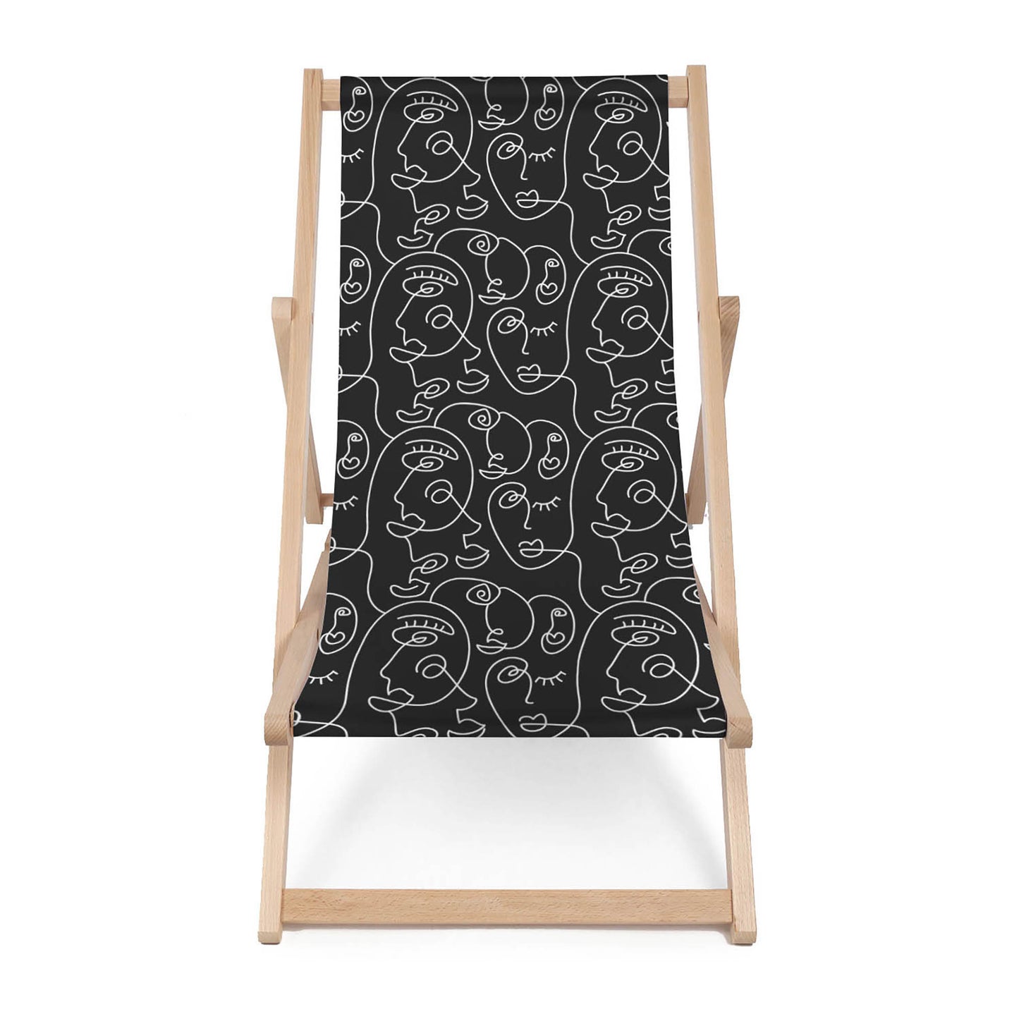 Holz Liegestuhl Abstract Face Black