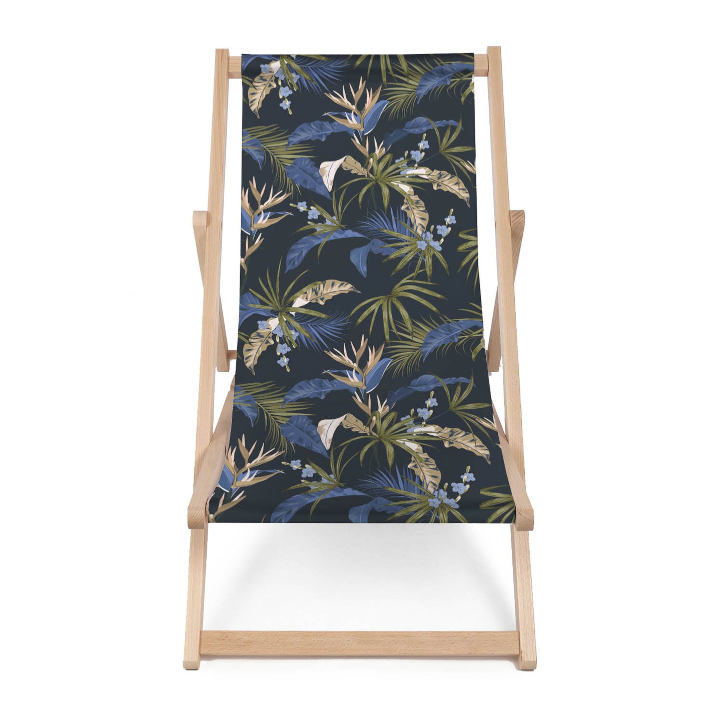 Holz Liegestuhl Exotic Blue Leaves