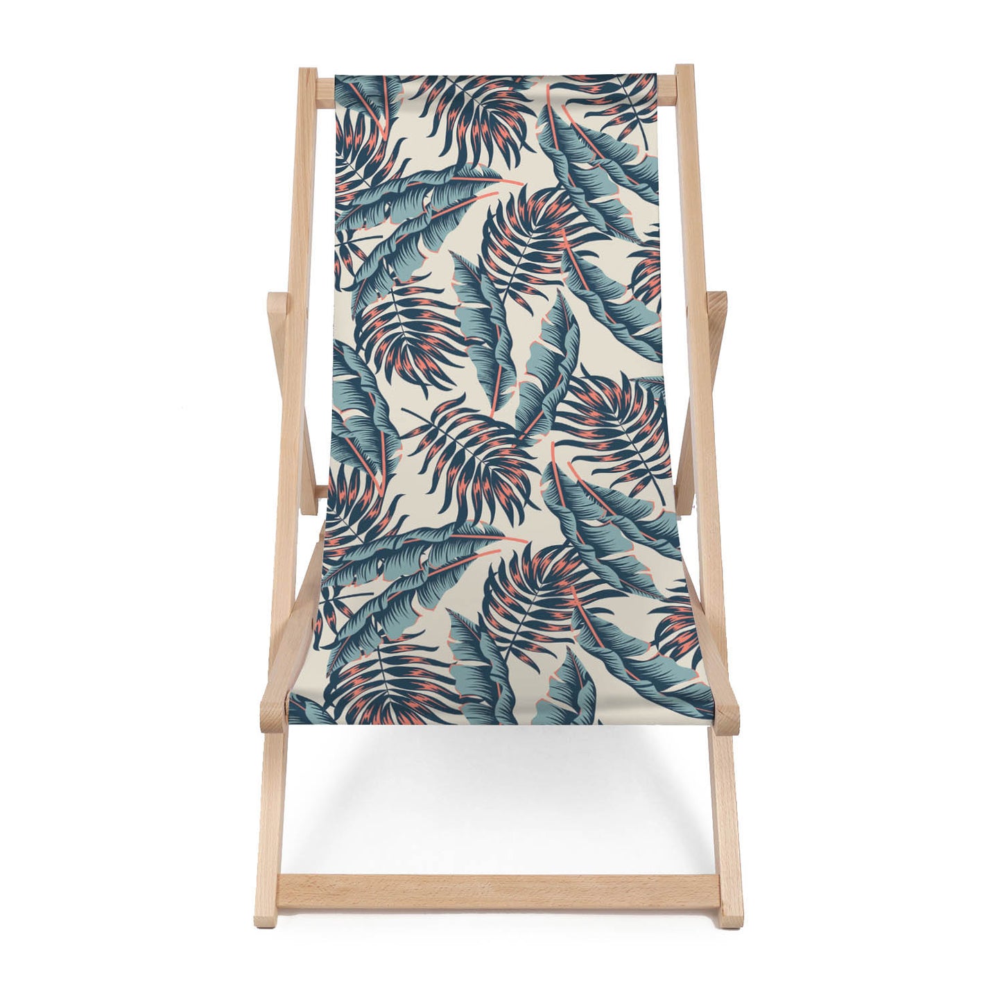 Holz Liegestuhl Plants Leaves Beige