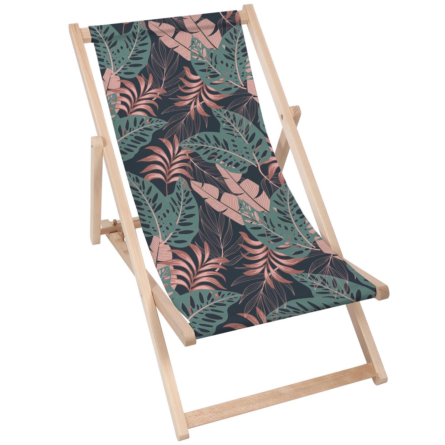 Holz Liegestuhl Retro Dark Plants