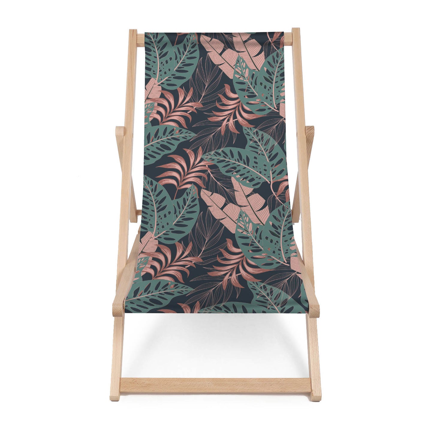 Holz Liegestuhl Retro Dark Plants
