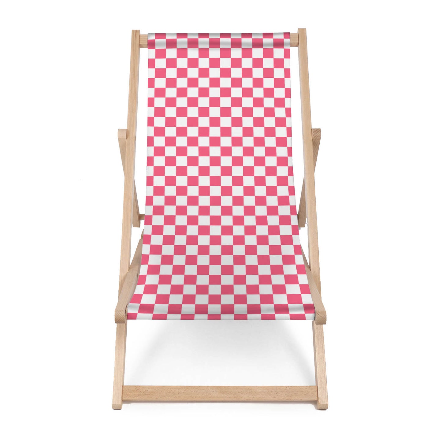 Holz Liegestuhl Checkered Pink