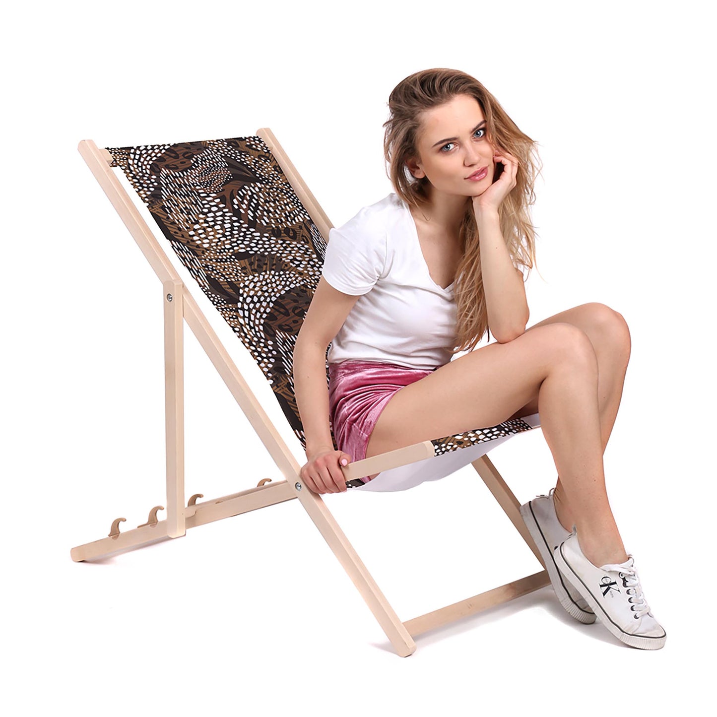 Holz Liegestuhl Abstact Animal Print