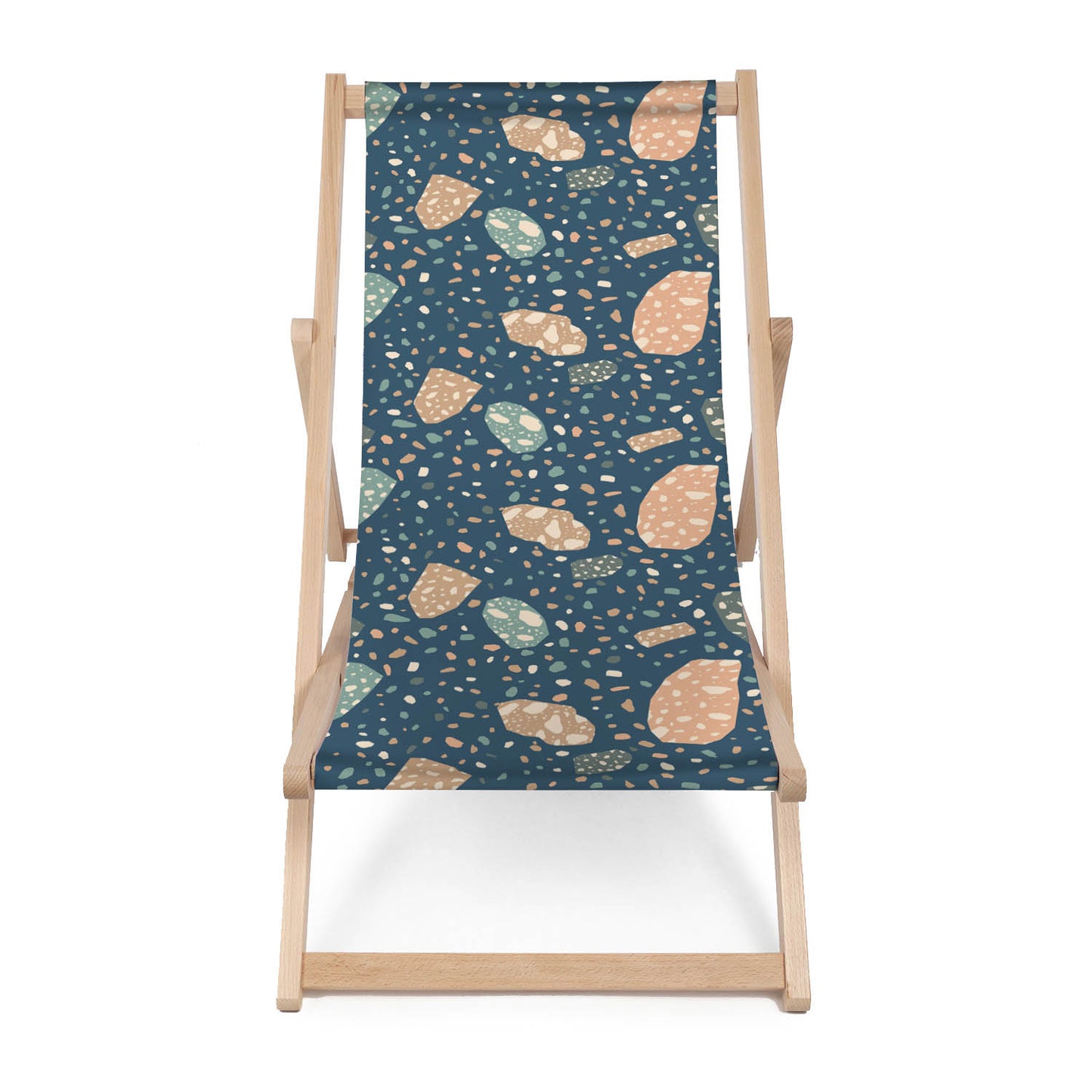 Holz Liegestuhl Navy Terrazzo