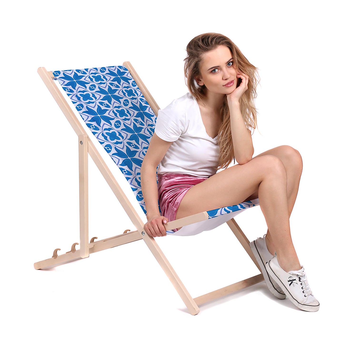 Holz Liegestuhl Azzurro