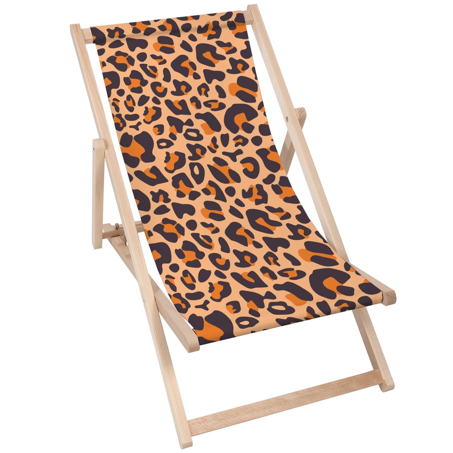 Holz Liegestuhl Leopard Orange Print – eSunbed