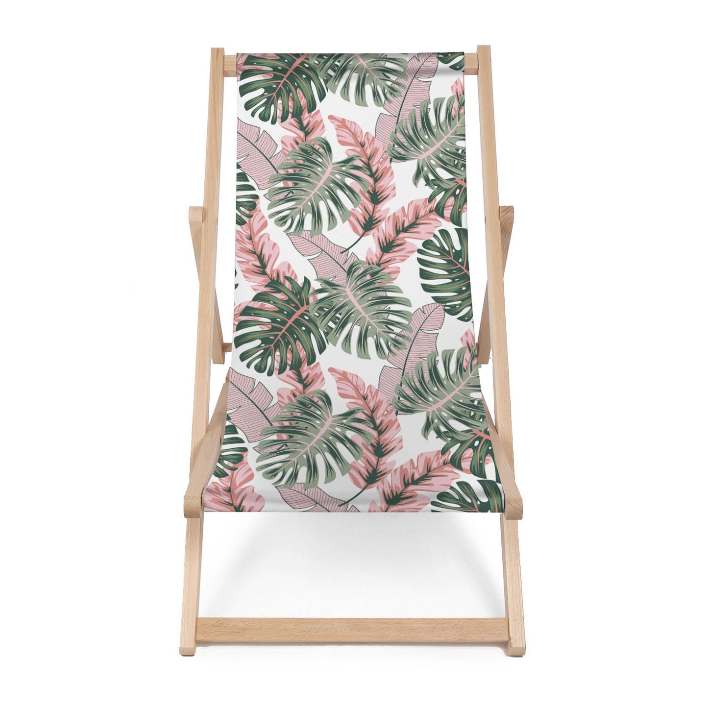 Holz Liegestuhl Tropical Pink and Green Leaves