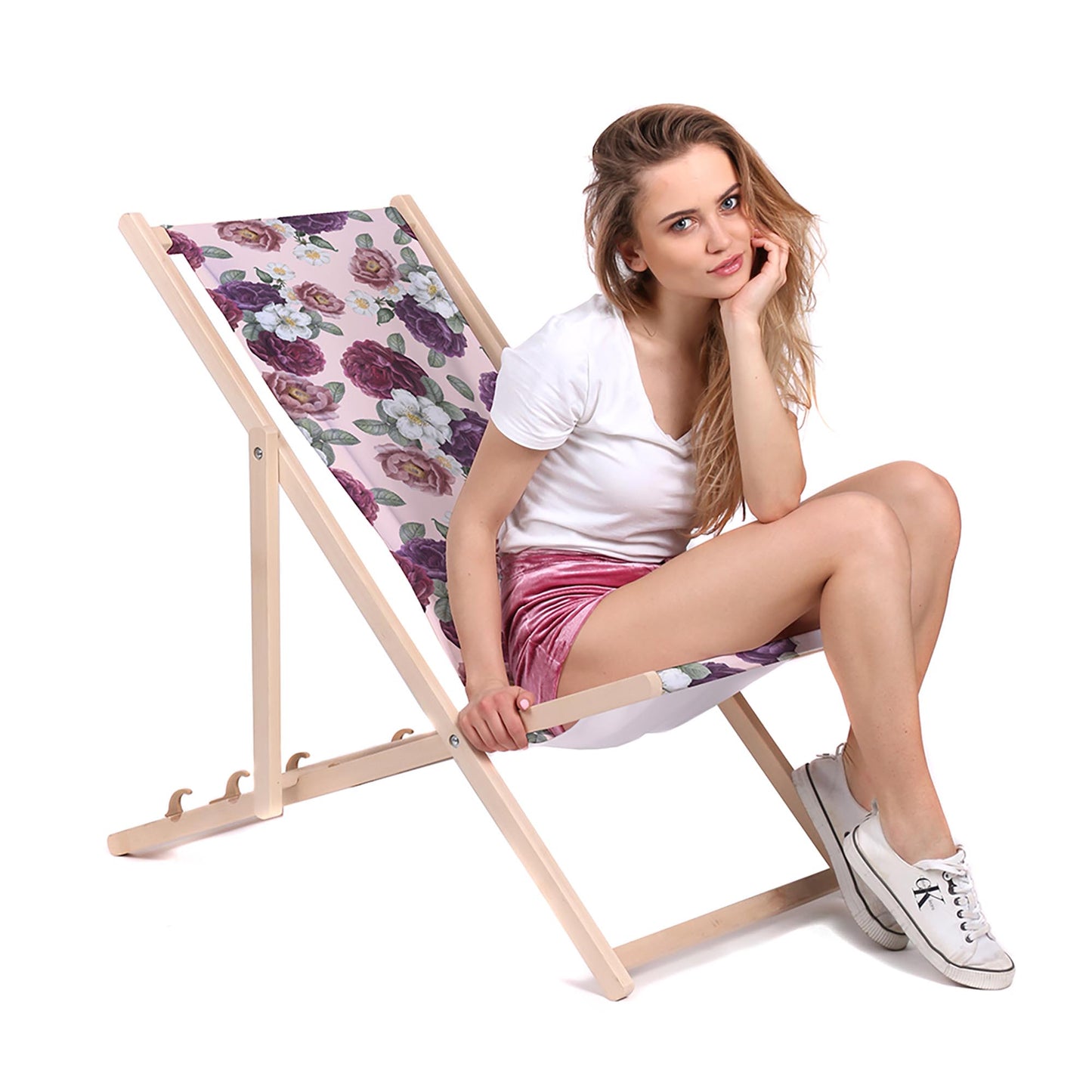 Holz Liegestuhl Romantic Floral