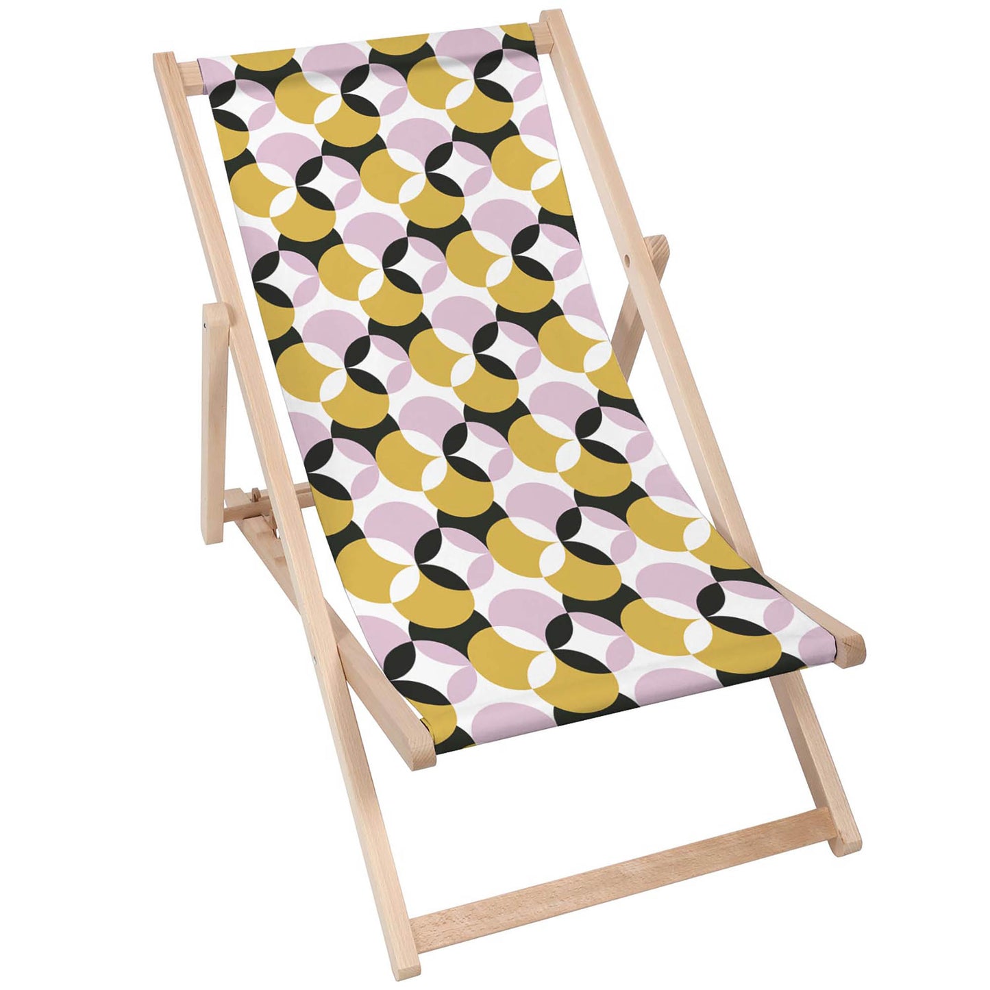 Holz Liegestuhl Vintage Geometric