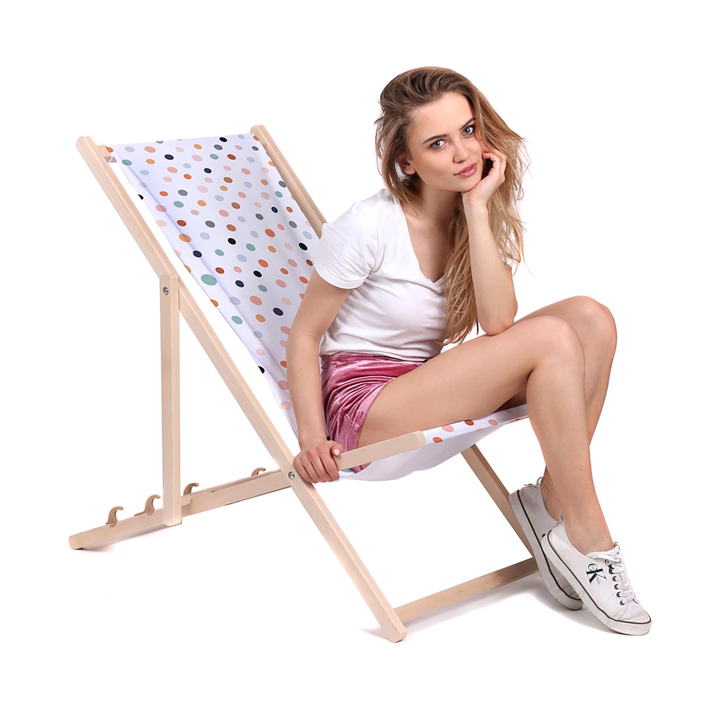 Holz Liegestuhl Pastel Dots