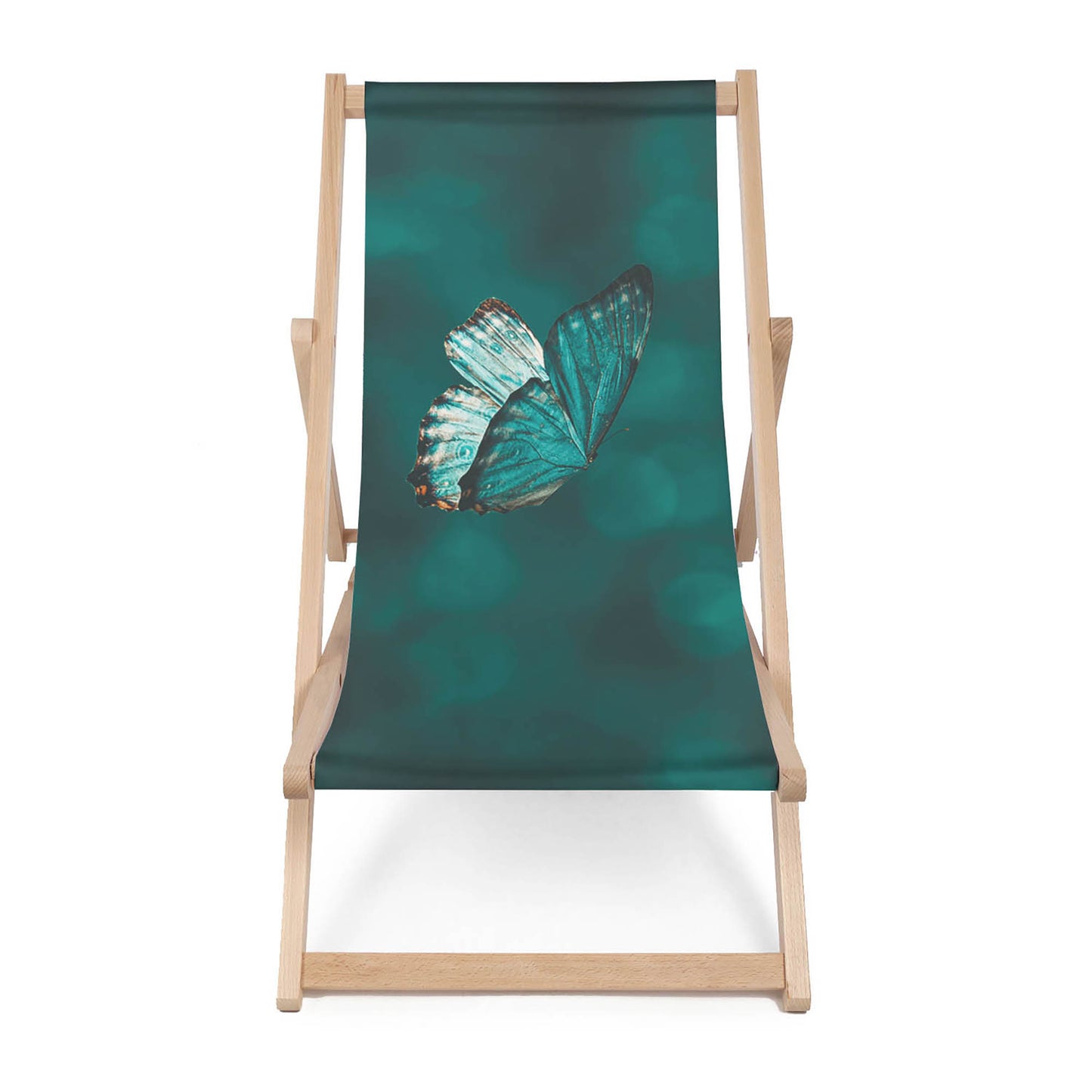 Holz Liegestuhl Turquoise Butterfly