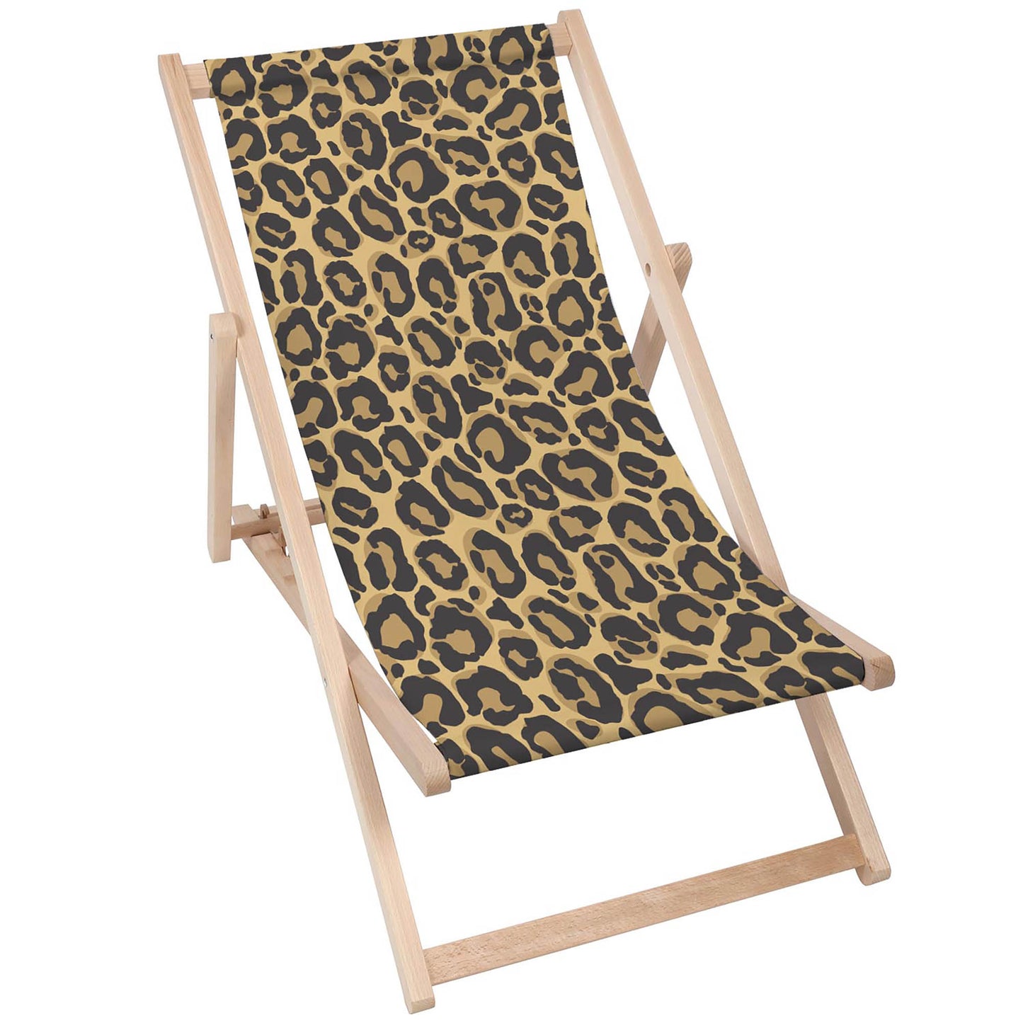 Holz Liegestuhl Leopard Dark