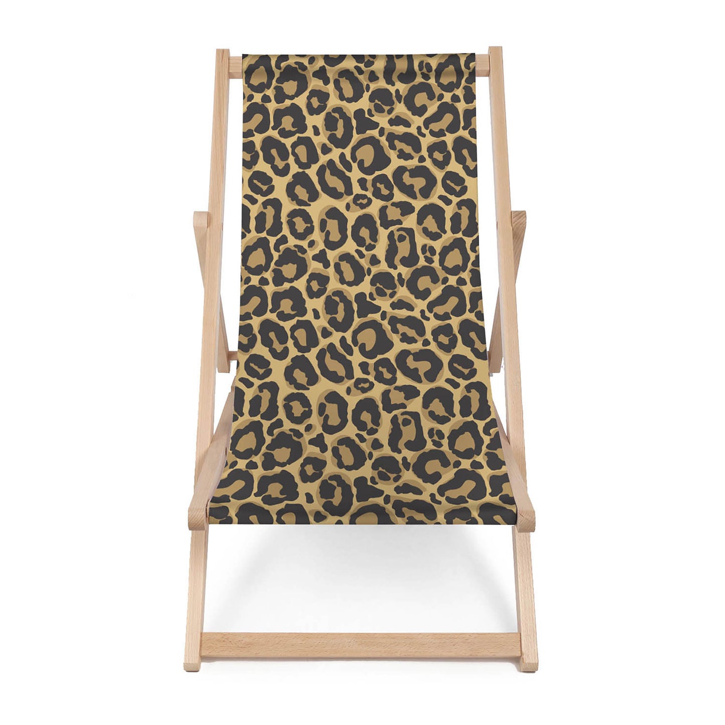 Holz Liegestuhl Leopard Dark