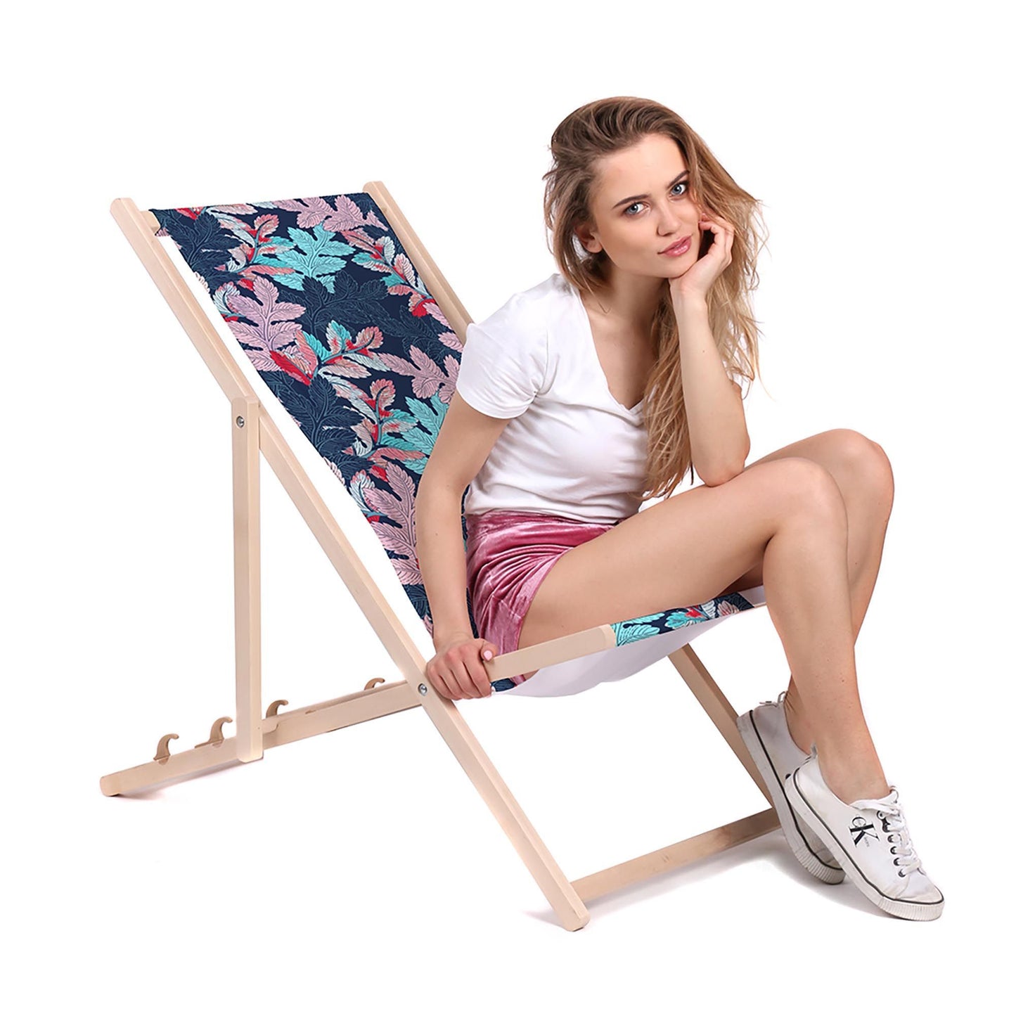 Holz Liegestuhl Neon Leaves - esunbed