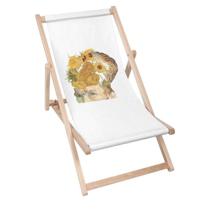 Holz Liegestuhl Sunflowers Van Gogh Head - esunbed