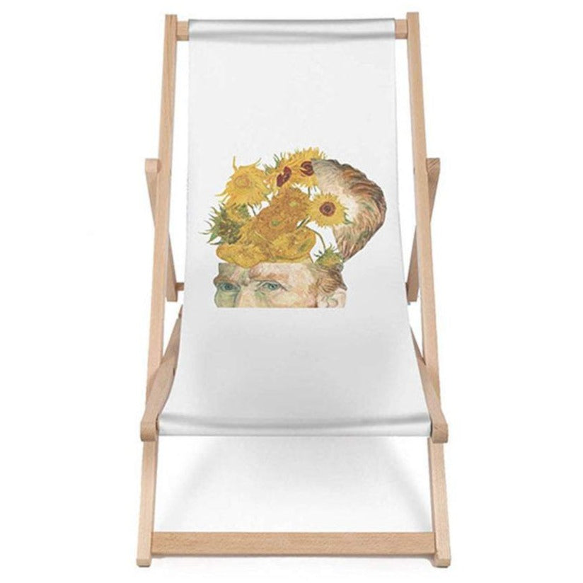 Holz Liegestuhl Sunflowers Van Gogh Head - esunbed