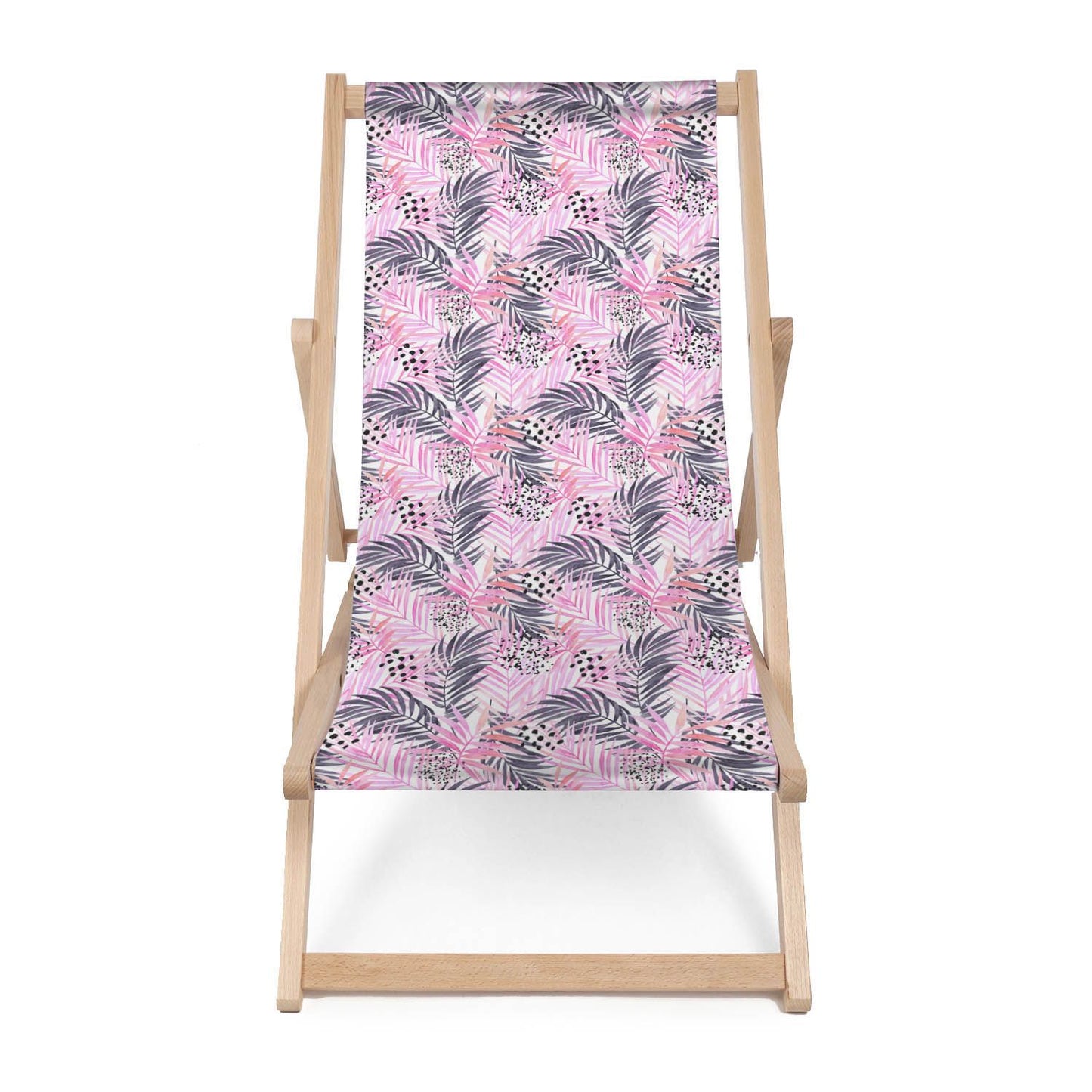 Holz Liegestuhl Tropical Pink Leaves - esunbed