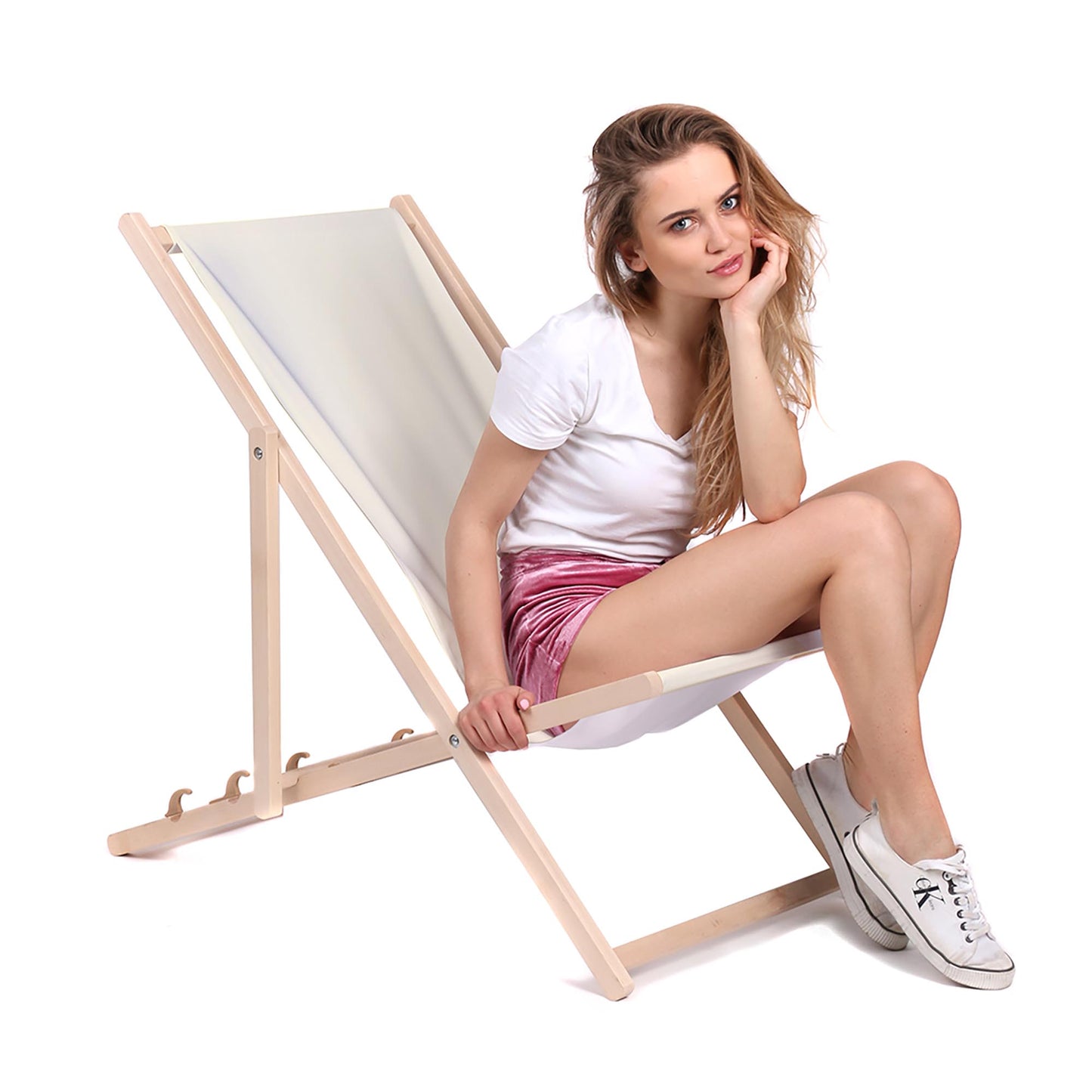 Holz Liegestuhl Creme - esunbed