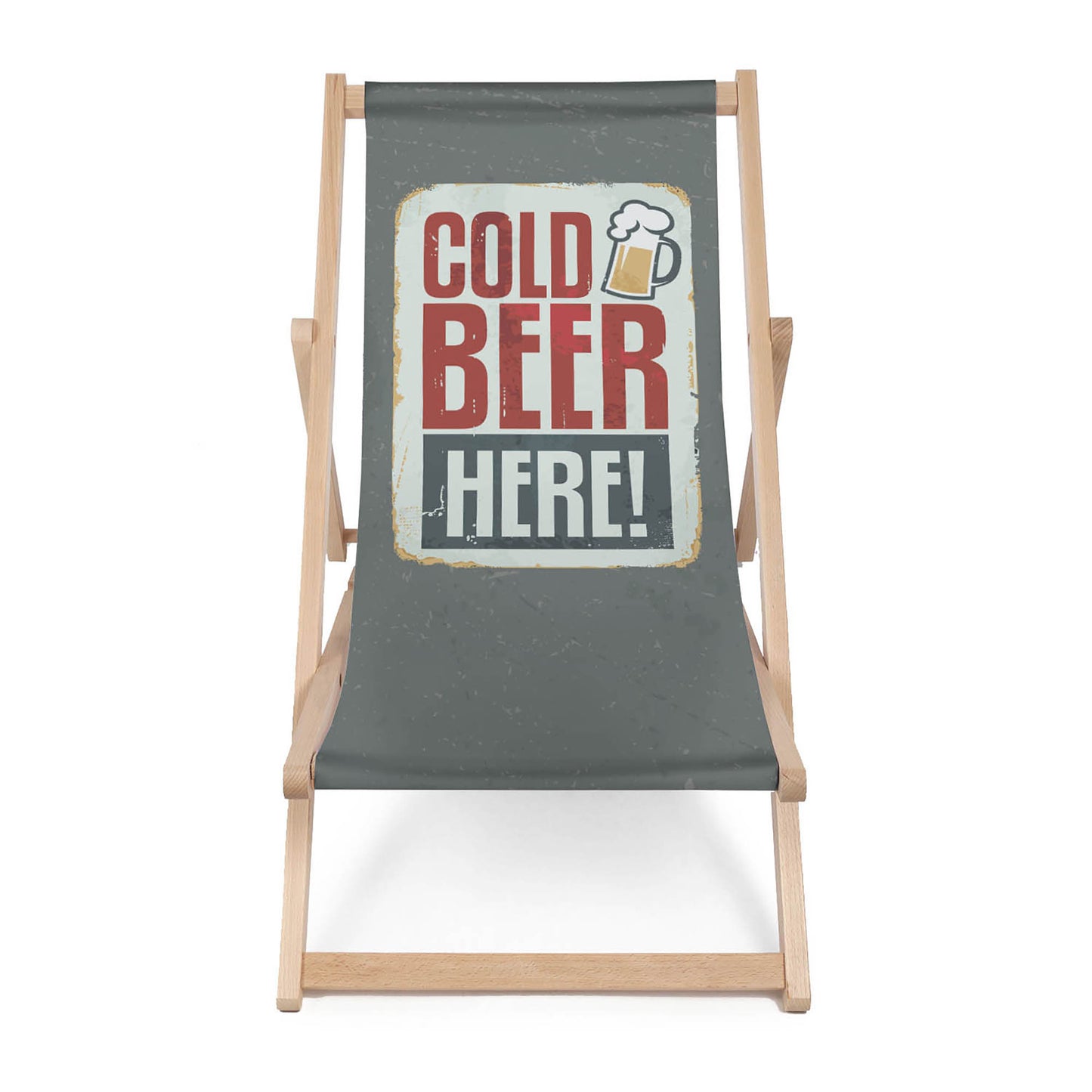 Holz Liegestuhl Cold Beer Here