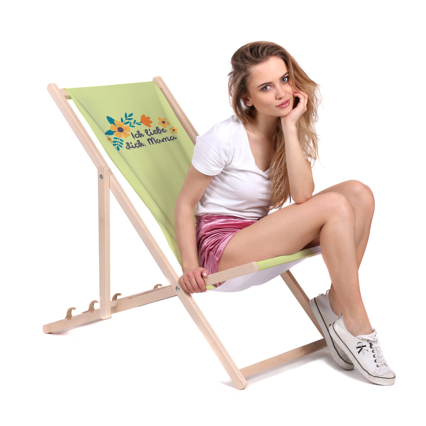 Holz Liegestuhl Ich liebe dich Mama Grün