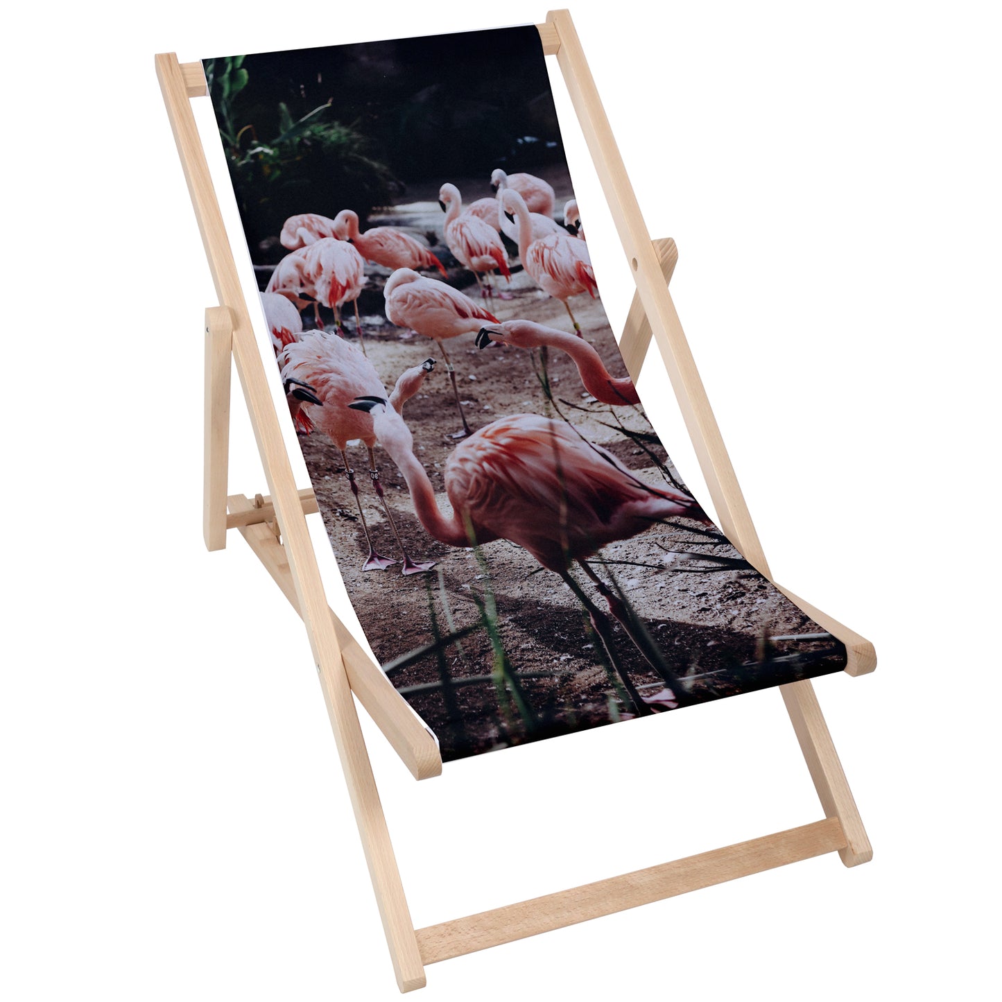 Holz Liegestuhl Flamingos