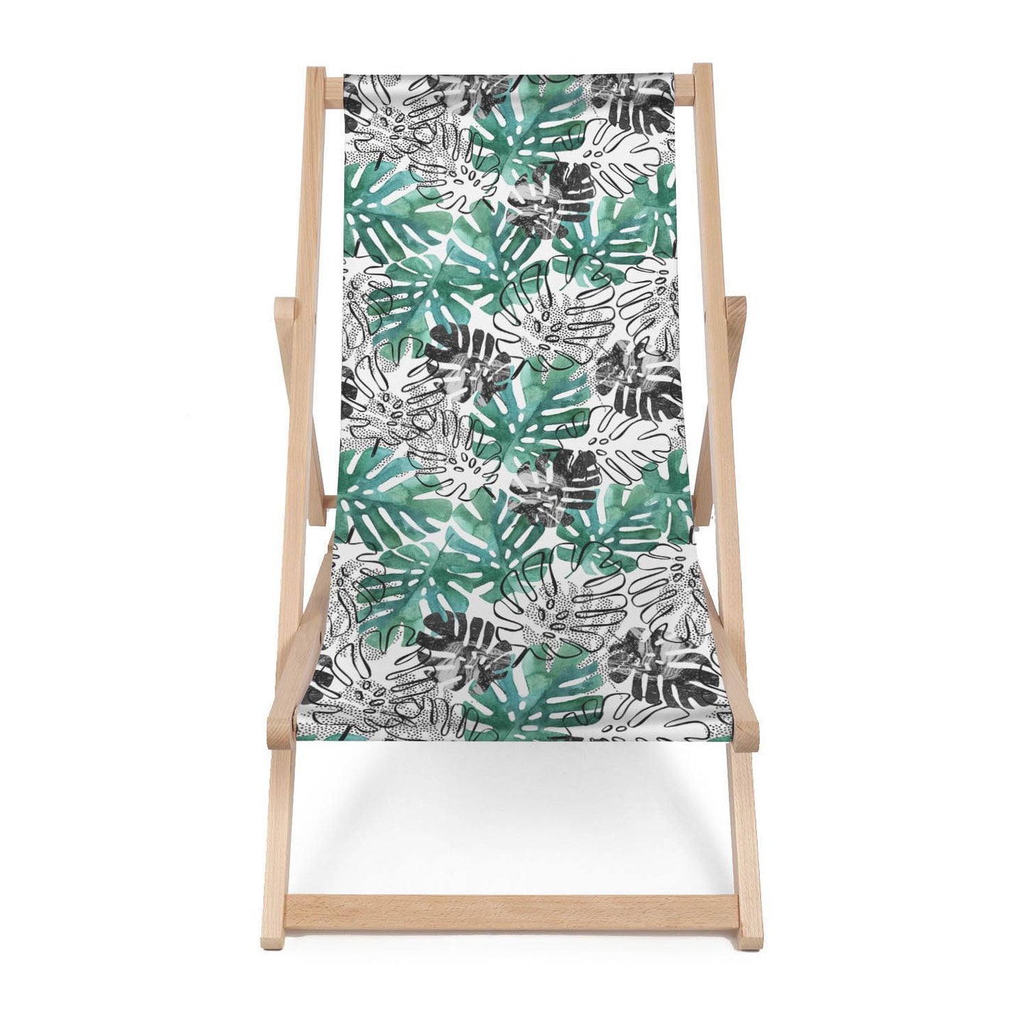 Holz Liegestuhl Green And Black Monstera - esunbed