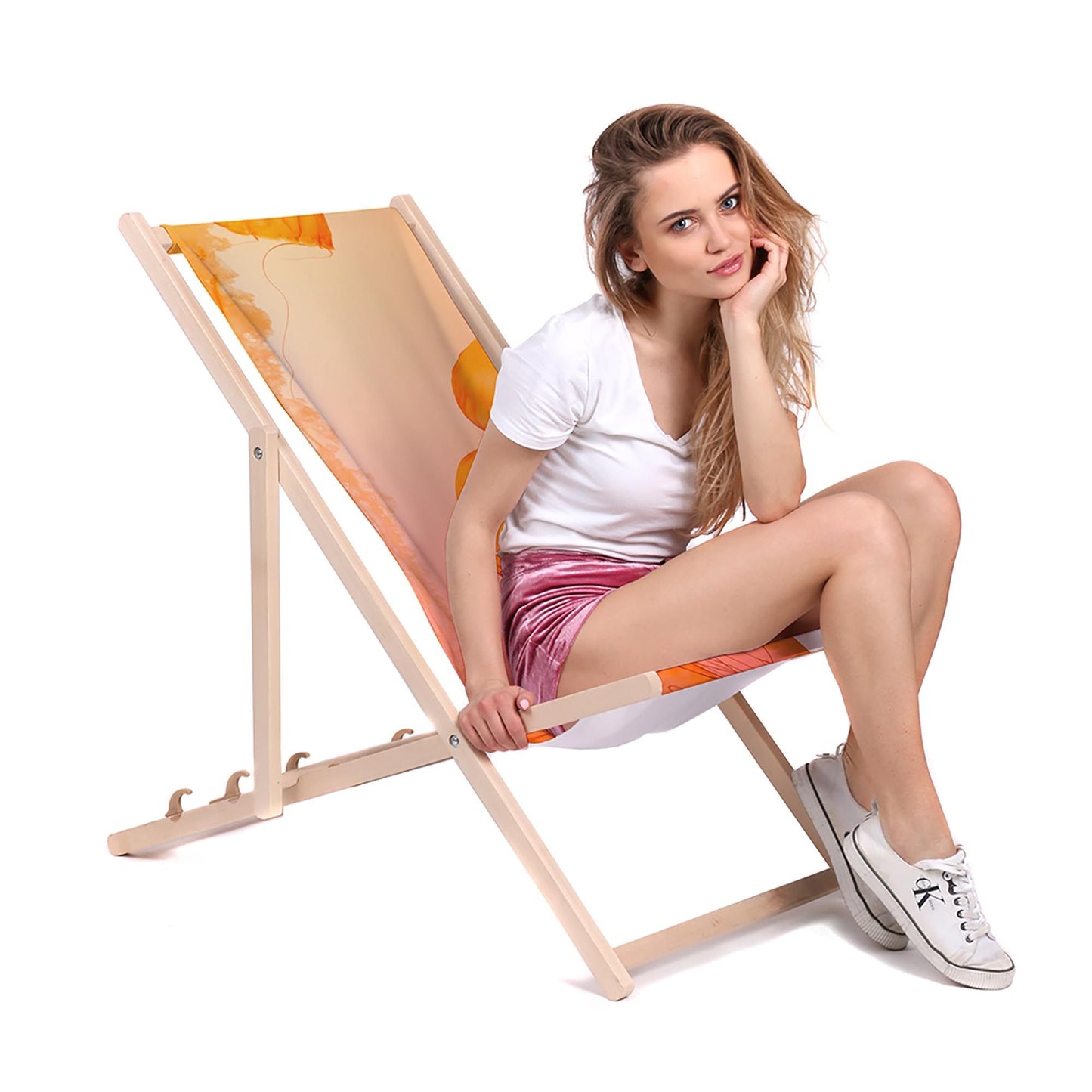 Holz Liegestuhl Jellyfish Orange - esunbed