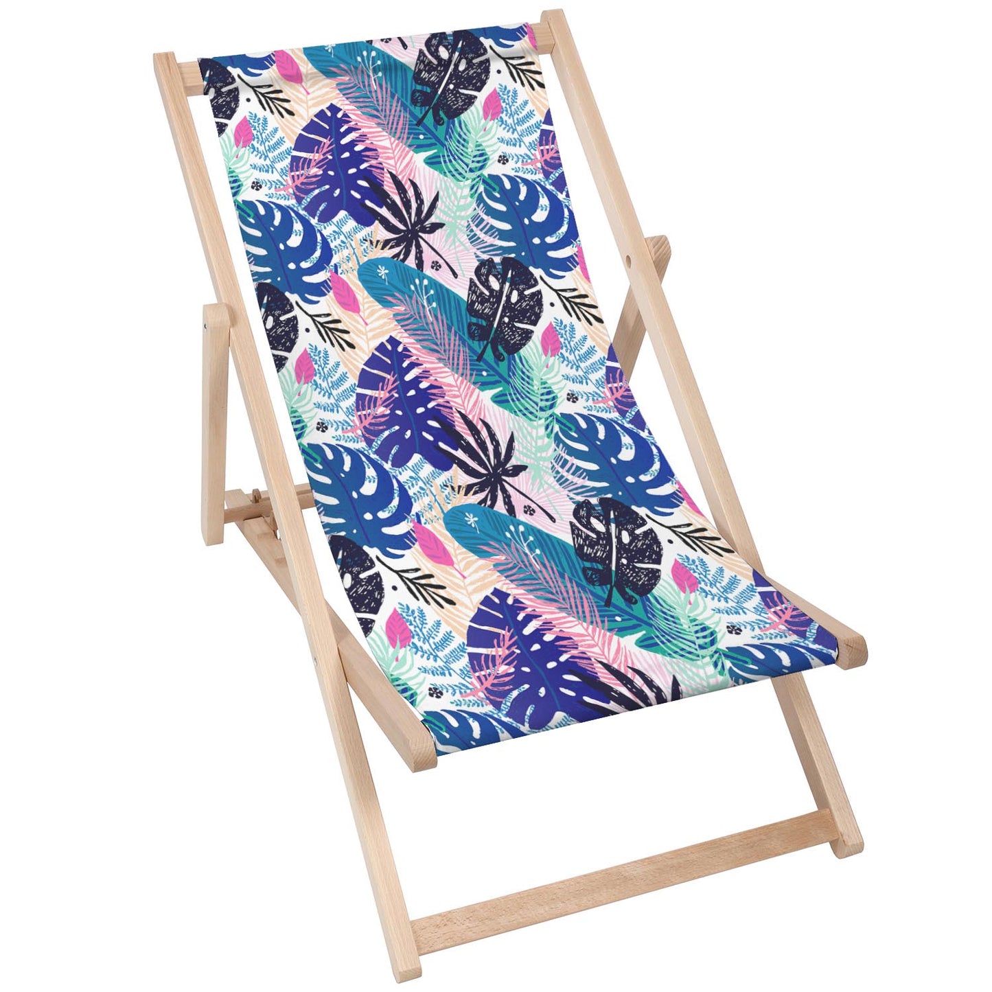 Holz Liegestuhl Tropical Leaves Art - esunbed