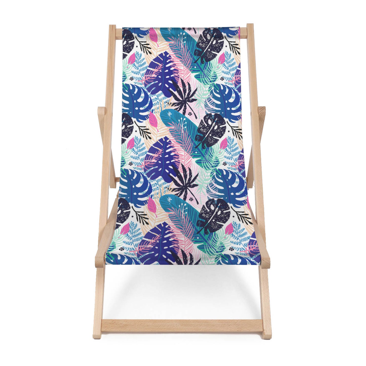 Holz Liegestuhl Tropical Leaves Art - esunbed
