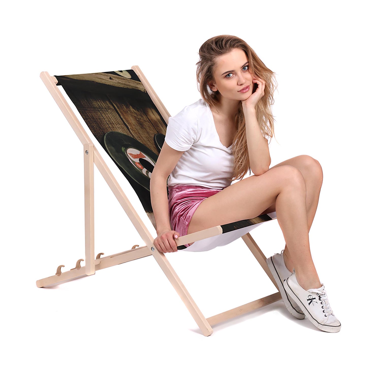 Holz Liegestuhl Vinyl Records