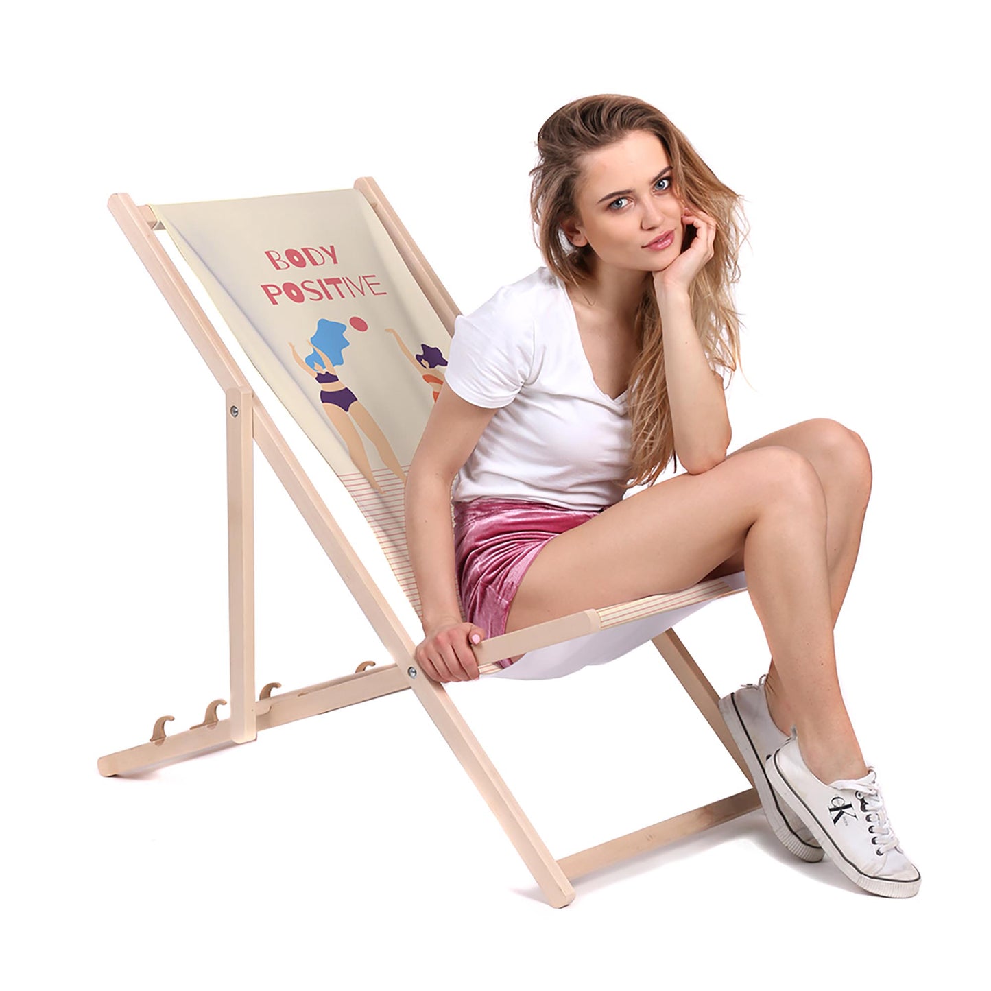 Holz Liegestuhl Body Positive Yellow