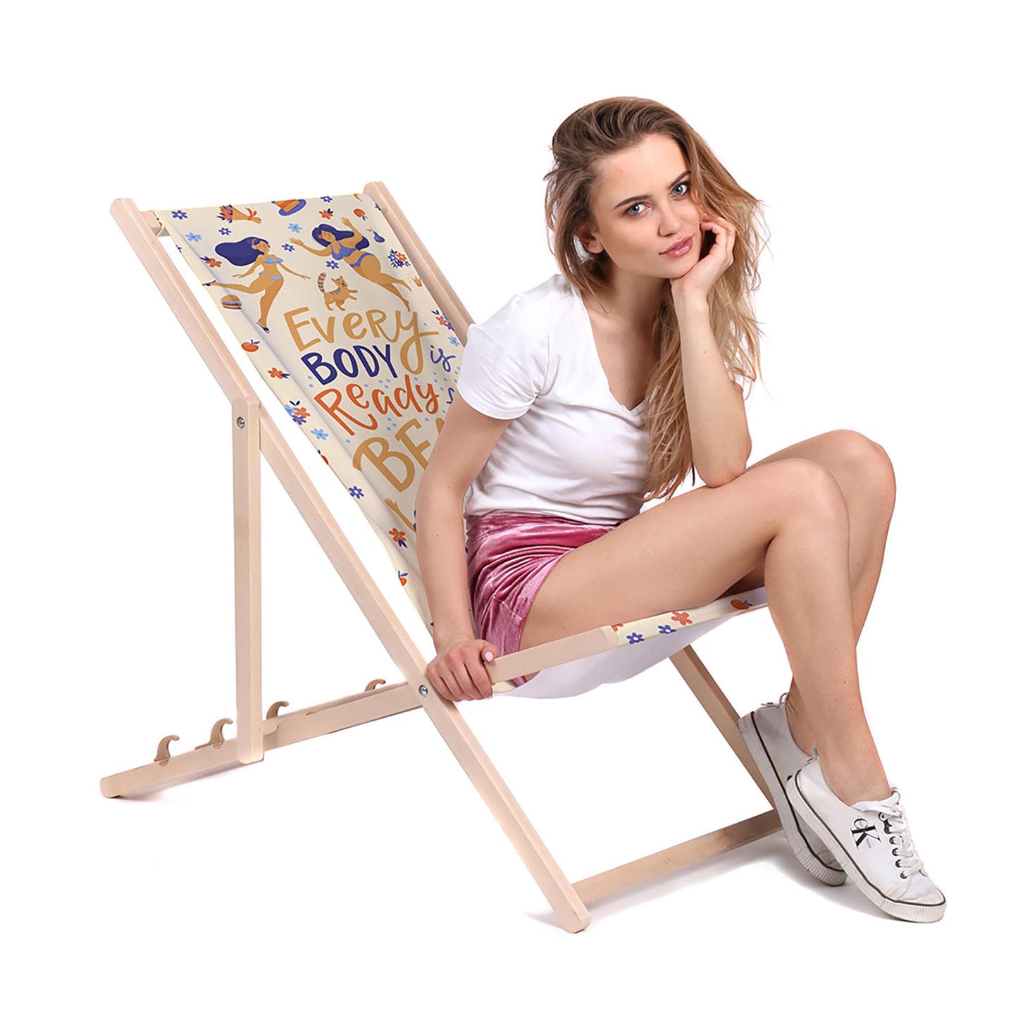 Holz Liegestuhl Every Body is Beach Body