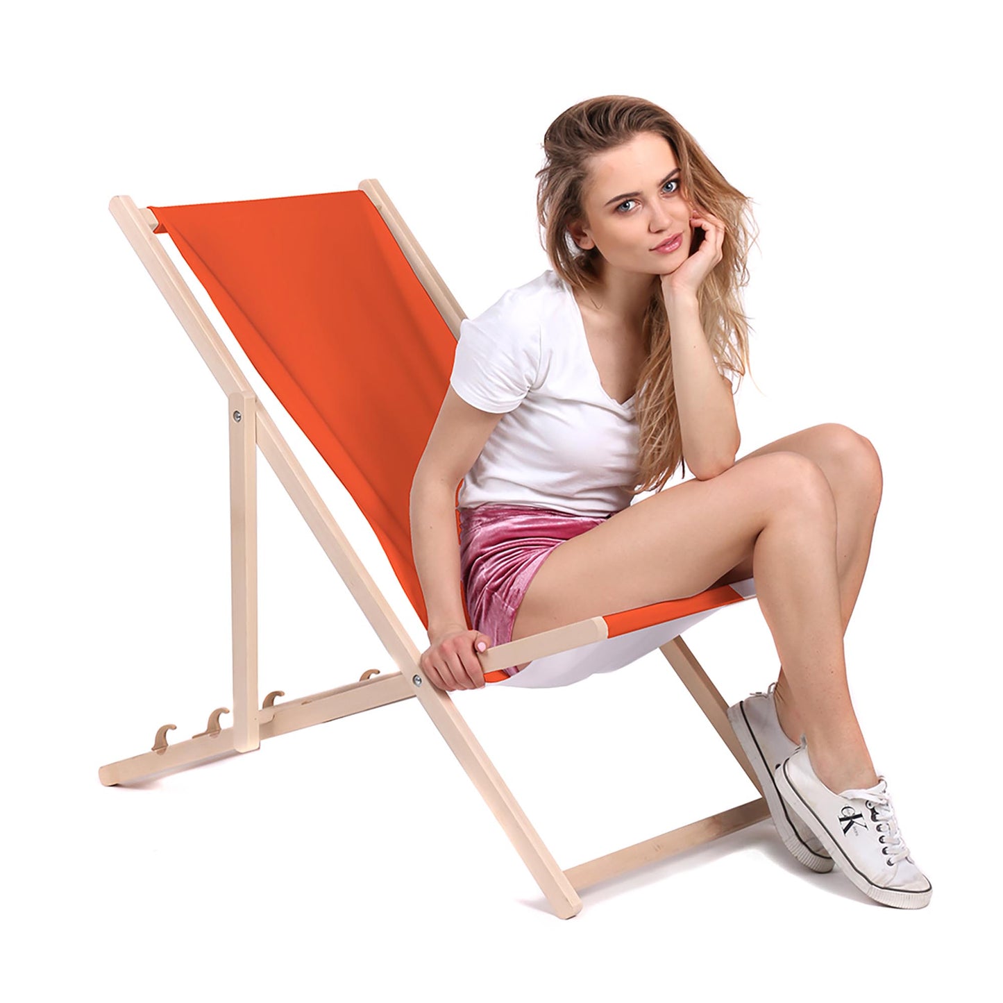 Holz Liegestuhl Orange - esunbed
