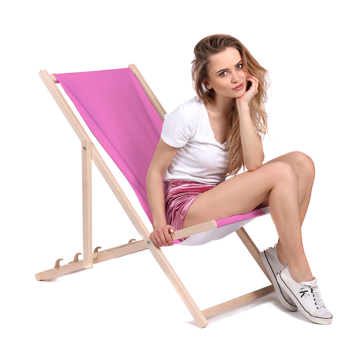 Holz Liegestuhl Pink - esunbed