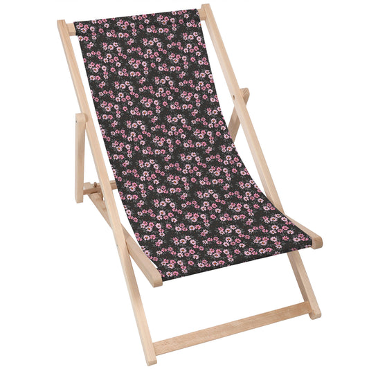 Holz Liegestuhl Pink Flowers Pattern