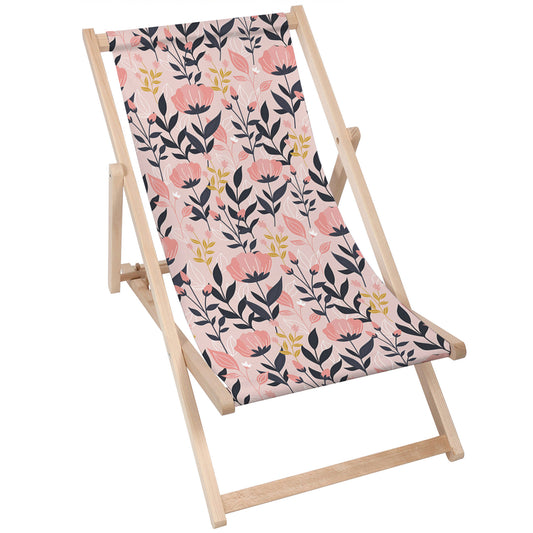Holz Liegestuhl Pink and Navy Flowers