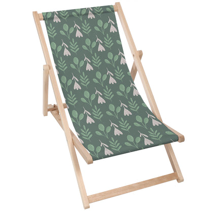 Holz Liegestuhl Folk Flowers on Green