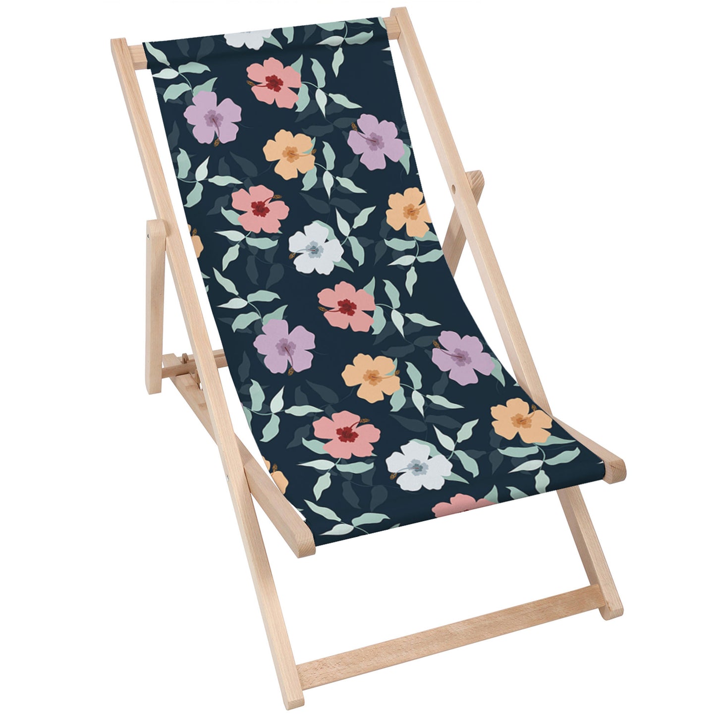 Holz Liegestuhl Simple Flowers on Navy