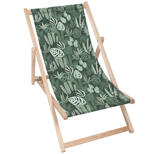 Holz Liegestuhl Tropical Green Leaves Palm