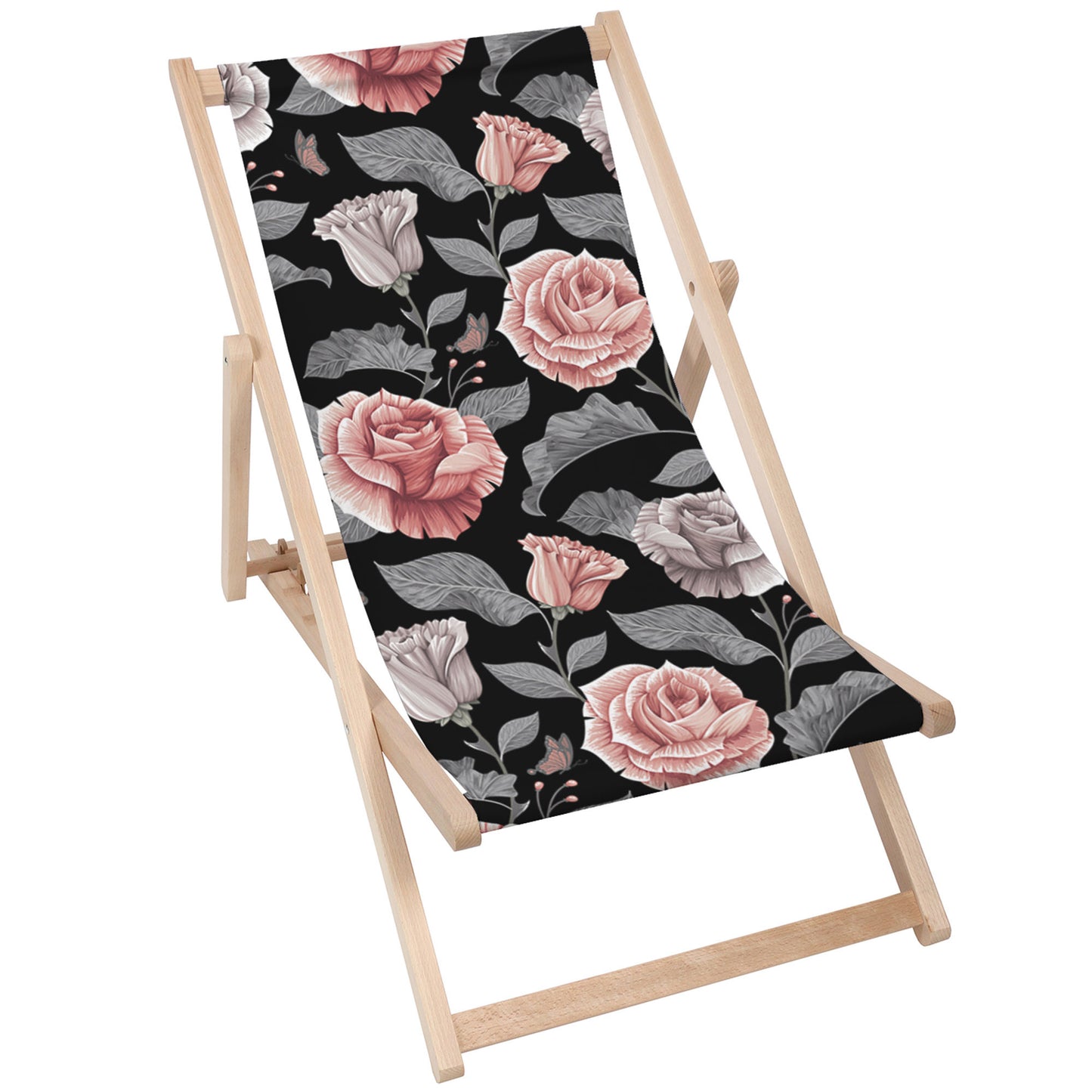 Holz Liegestuhl Dark Vintage Floral