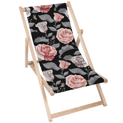 Holz Liegestuhl Dark Vintage Floral