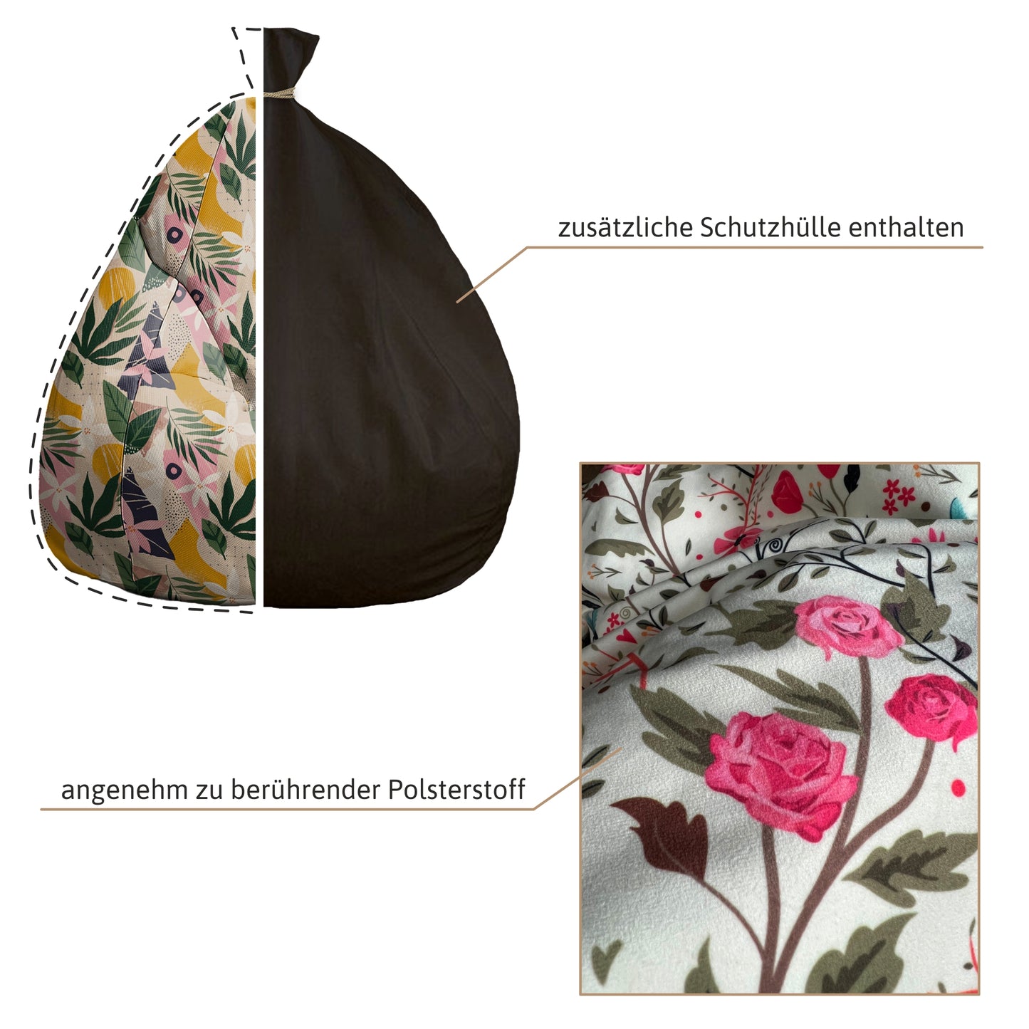 Sitzsäcke Dark Botanic Pink