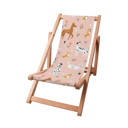Liegestuhl für Kinder Pink Cartoon Dogs