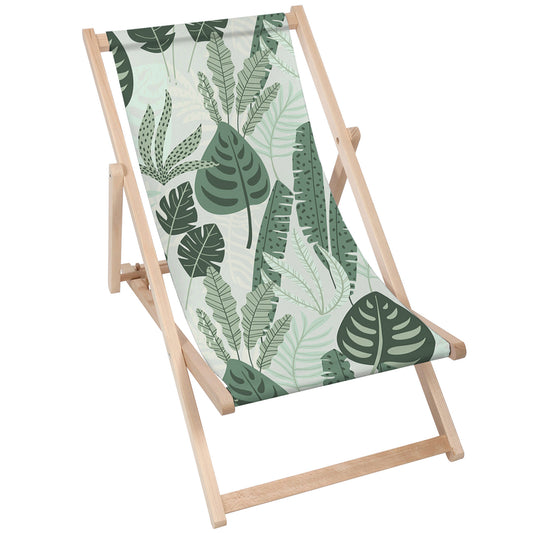 Holz Liegestuhl Tropical Mint Leaves Palm