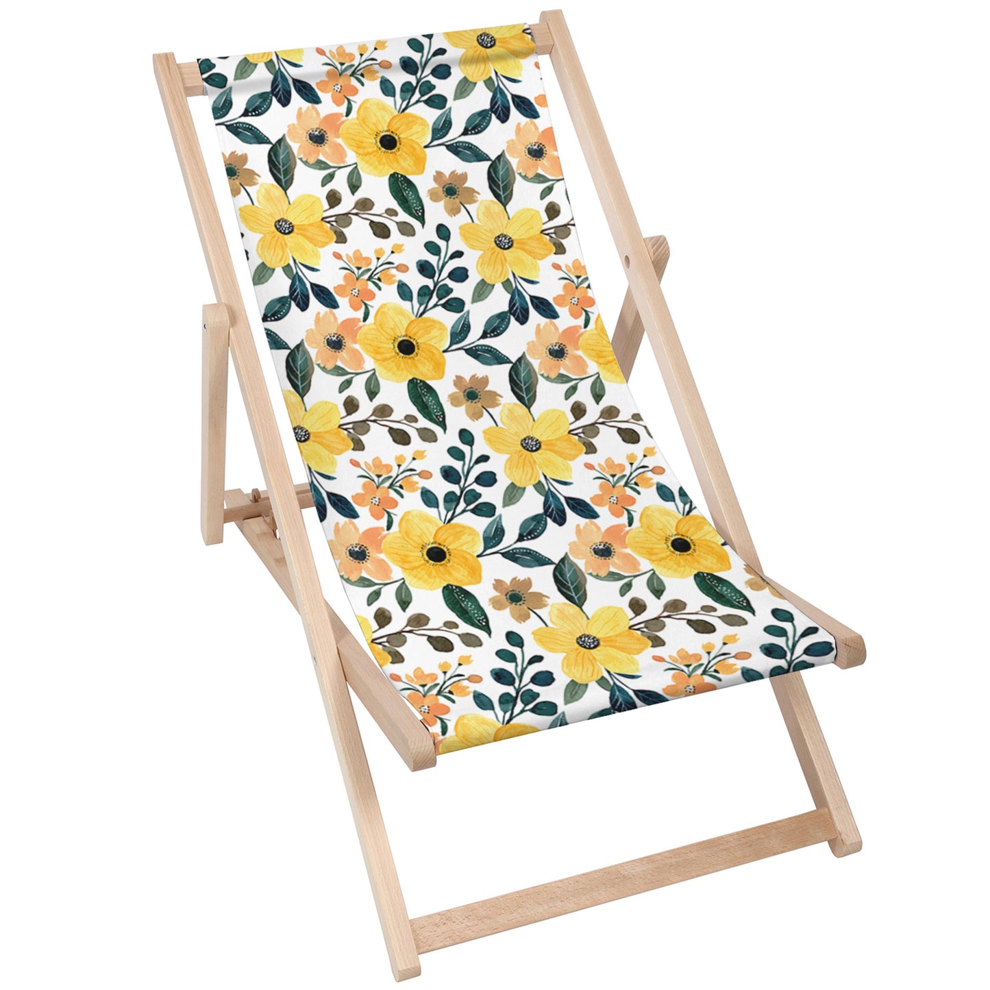 Holz Liegestuhl Yellow Floral Watercolor