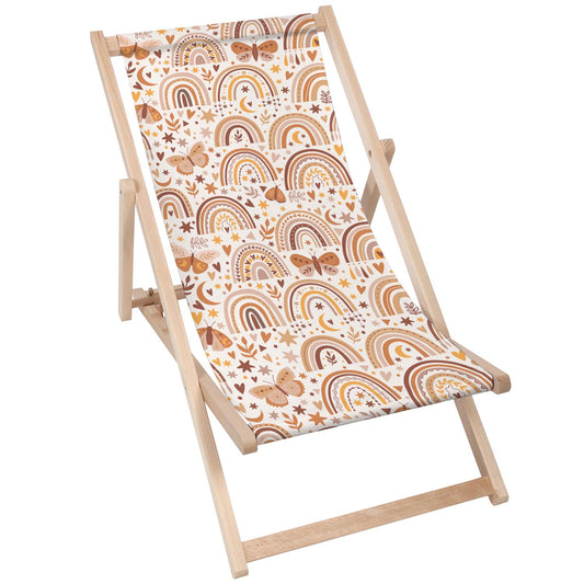 Holz Liegestuhl Boho Rainbows Flowers And Butterflies