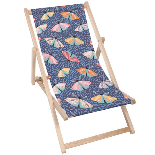 Holz Liegestuhl Butterflies Modern