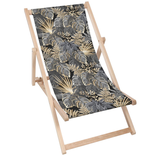 Holz Liegestuhl Dark Tropical Plants