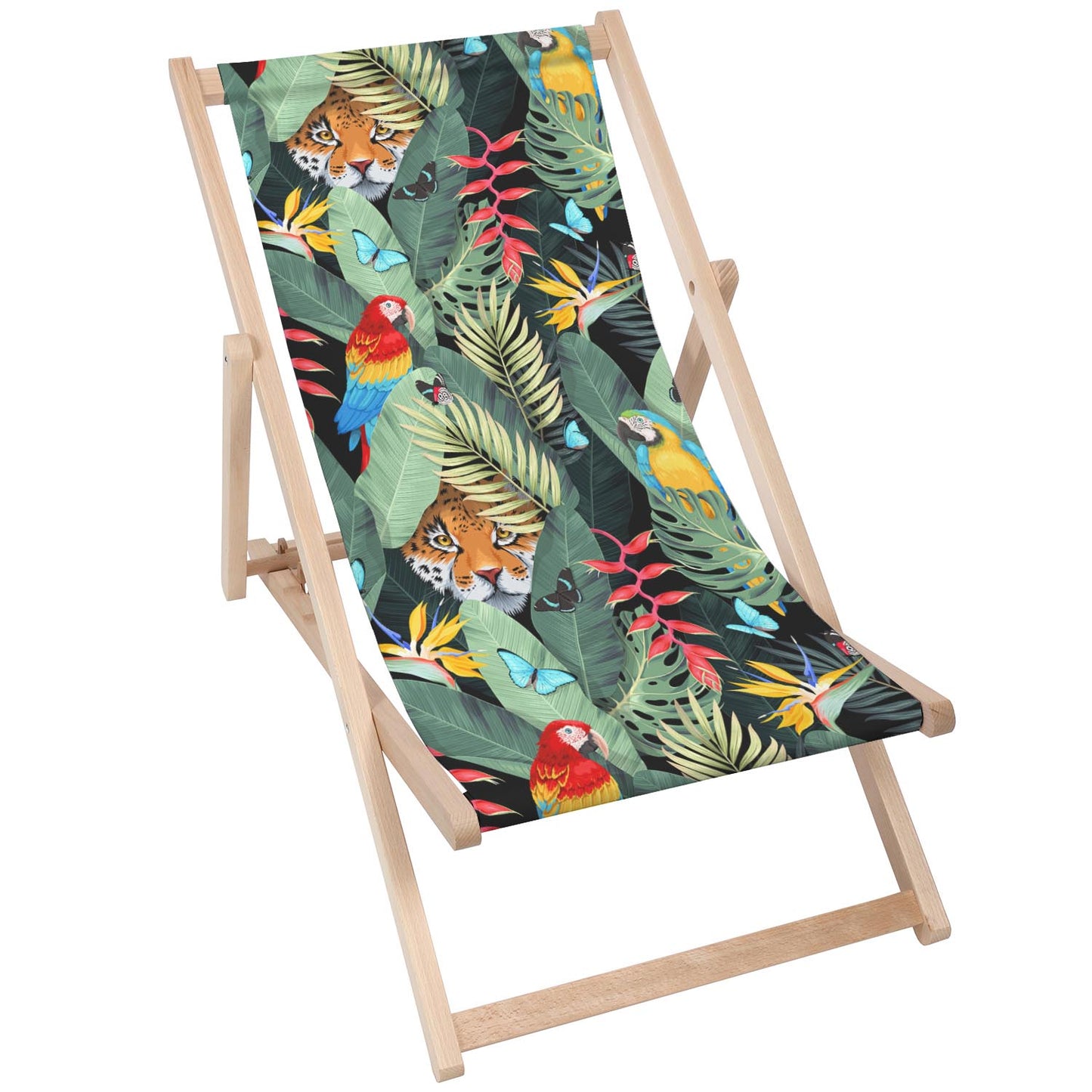 Holz Liegestuhl Jaguar And Palm Leaves